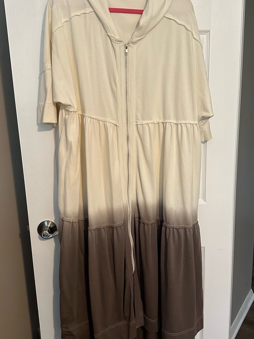 Oli & Hali Cream to Brown Ombre Zip-Front Dress